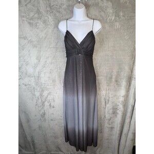 Blondie Nites Black Silver Ombre Glitter Maxi Dress Formal Fairy Y2K Glam XS